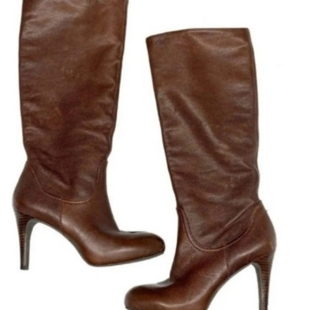 Enzo Angiolini EA Gibbons Heeled Leather Brown Boots New Size 6 Rare!!